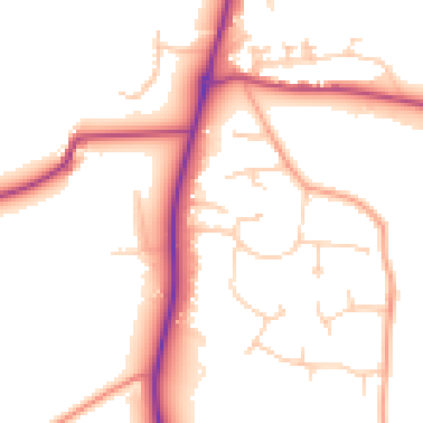 Daytime road noise heatmap for GU4 8DX