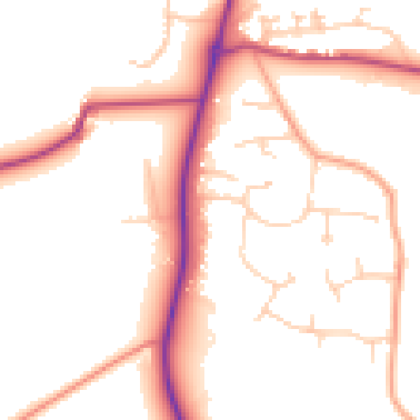 Daytime road noise heatmap for GU4 8EB