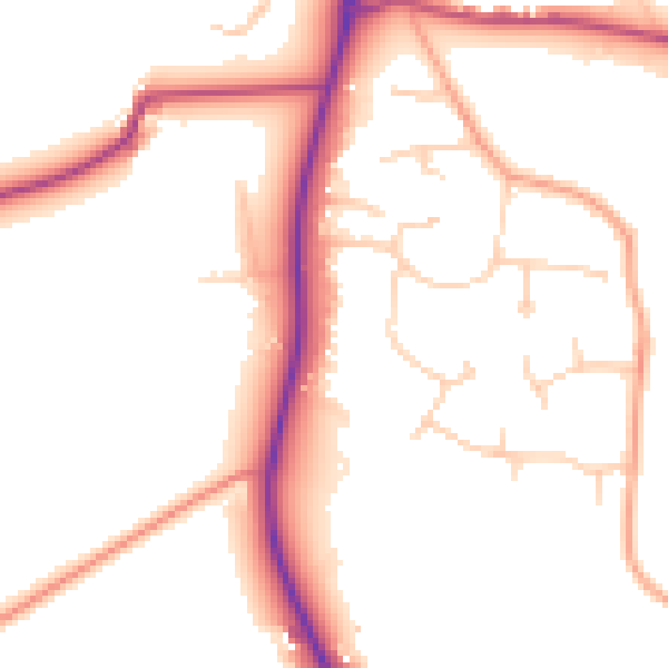 Daytime road noise heatmap for GU4 8EG