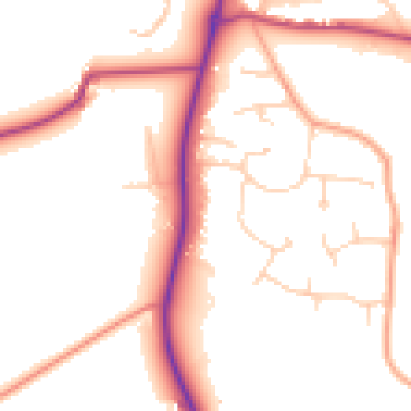 Daytime road noise heatmap for GU4 8EL
