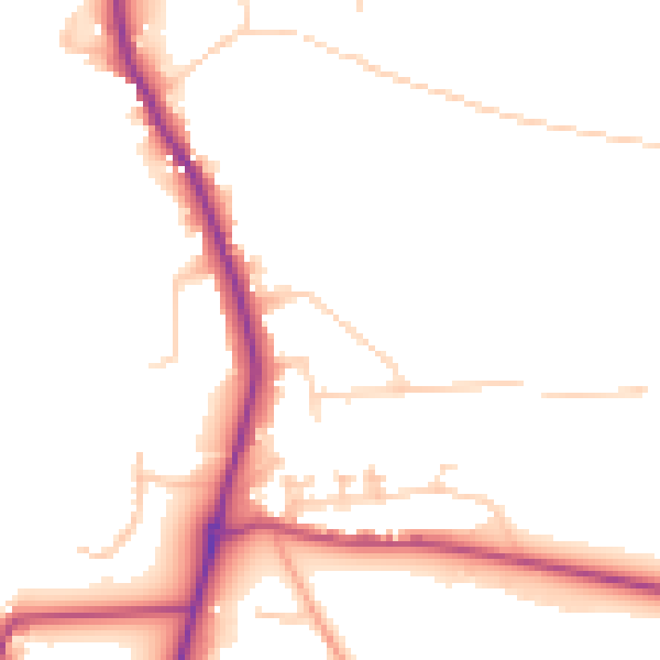Daytime road noise heatmap for GU4 8ER