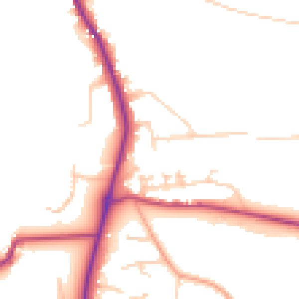 Daytime road noise heatmap for GU4 8EZ