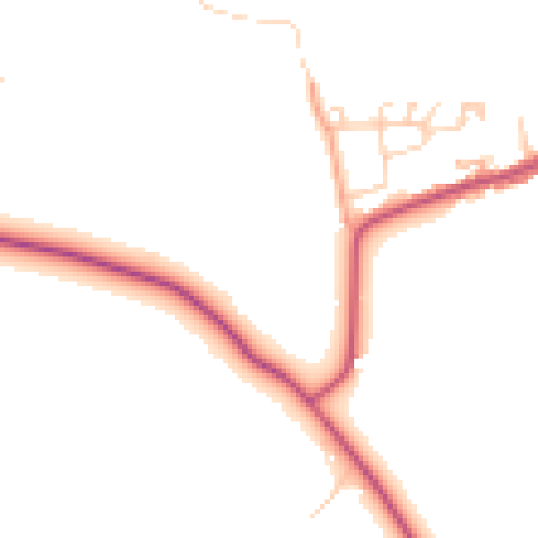 Daytime road noise heatmap for GU4 8HE