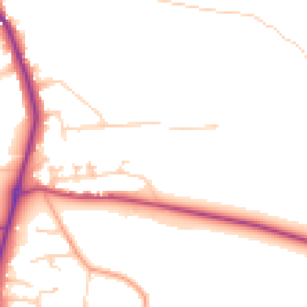 Daytime road noise heatmap for GU4 8HL