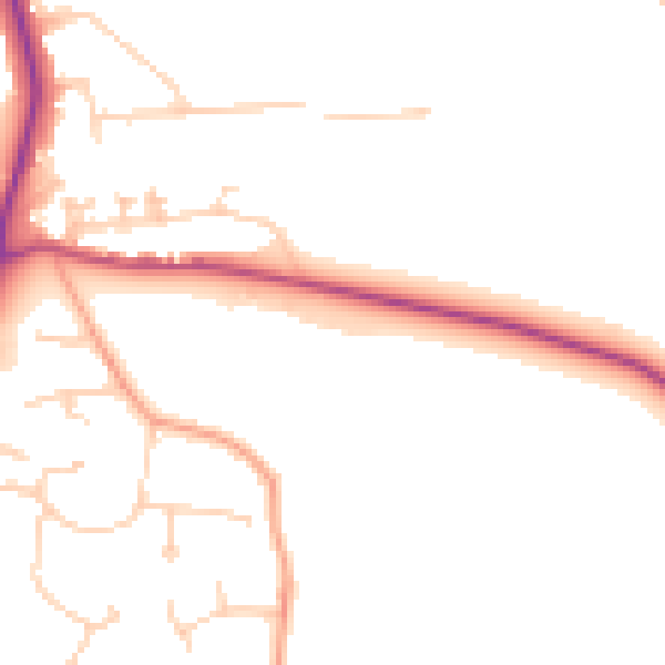 Daytime road noise heatmap for GU4 8HN
