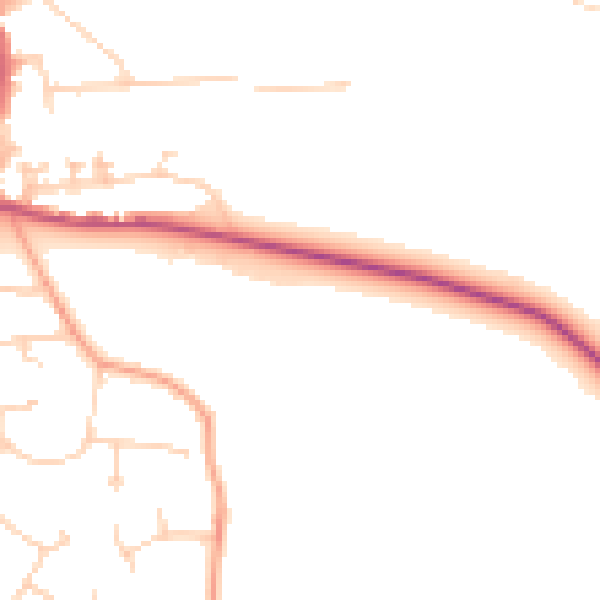 Daytime road noise heatmap for GU4 8HQ