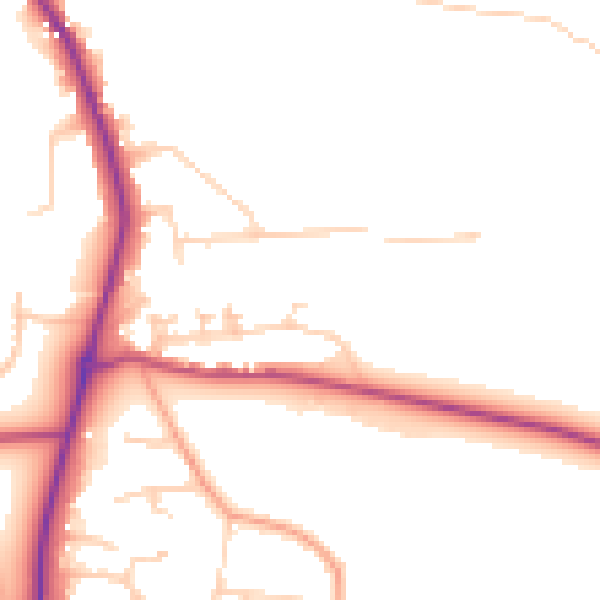 Daytime road noise heatmap for GU4 8HU