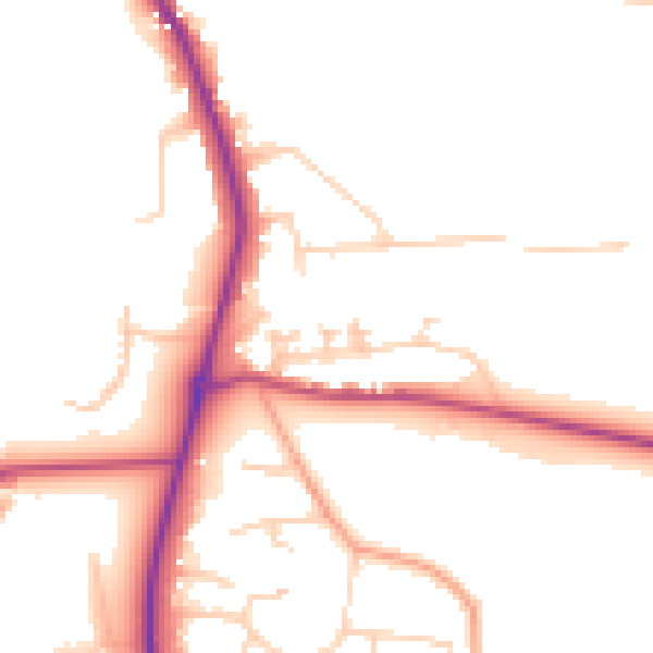 Daytime road noise heatmap for GU4 8HY