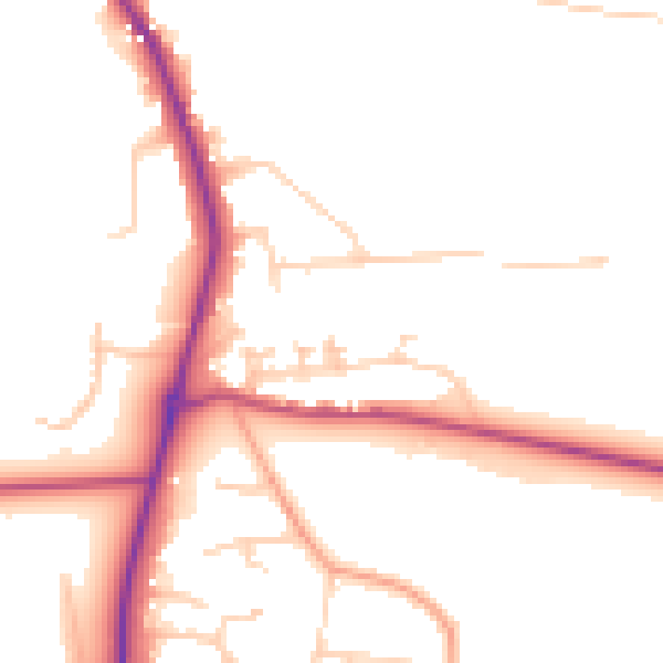 Daytime road noise heatmap for GU4 8HZ