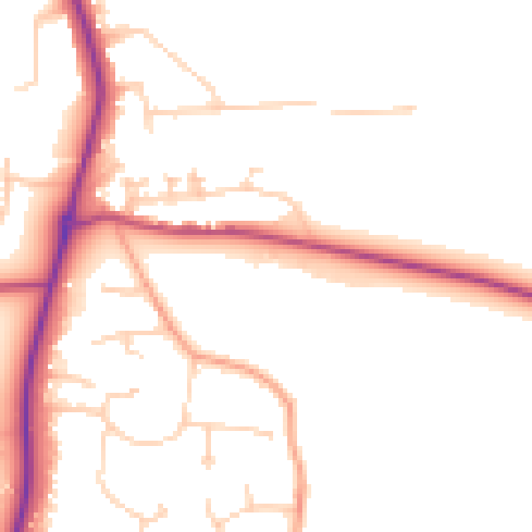 Daytime road noise heatmap for GU4 8JA