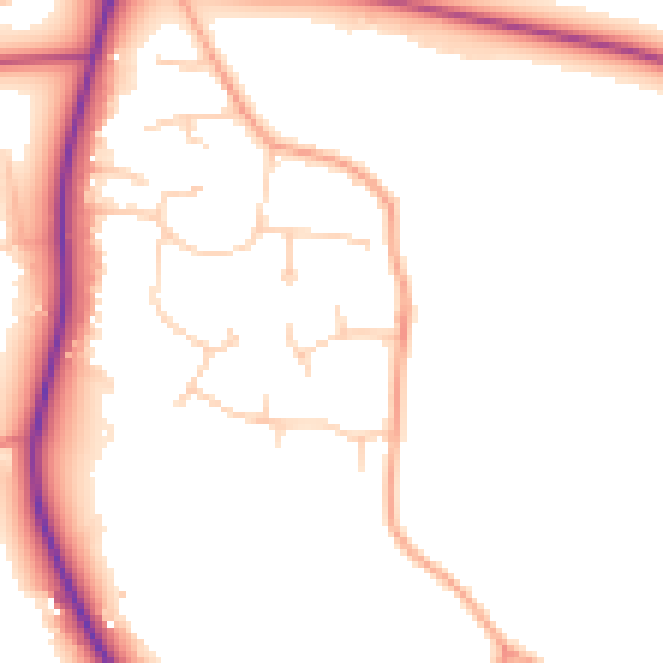 Daytime road noise heatmap for GU4 8JH
