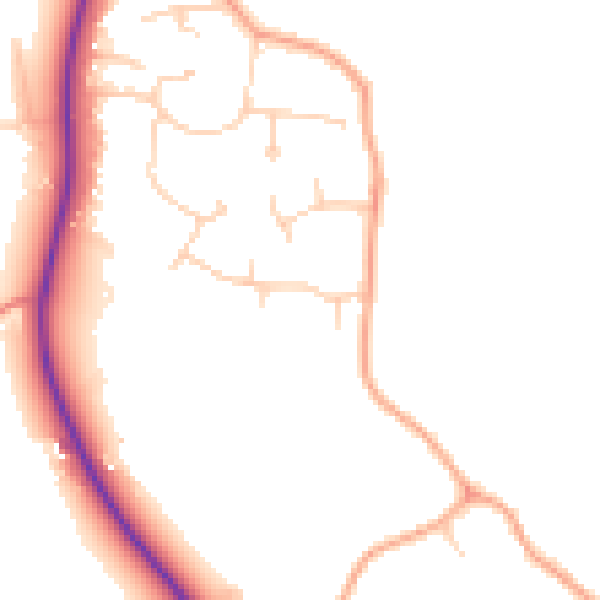 Daytime road noise heatmap for GU4 8JJ