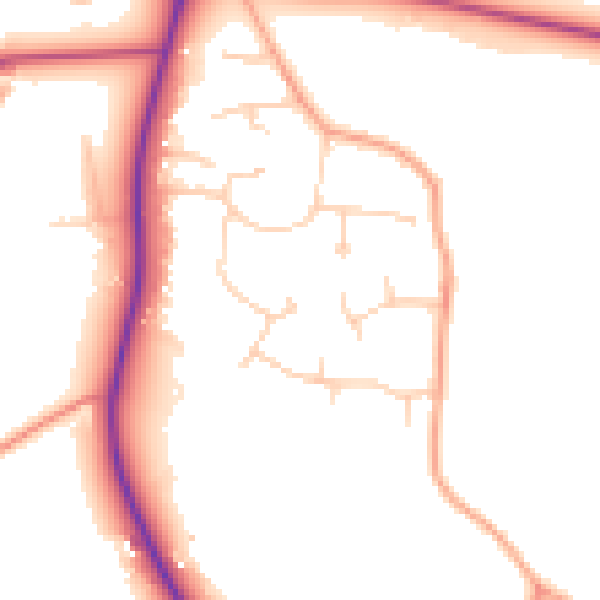 Daytime road noise heatmap for GU4 8JL
