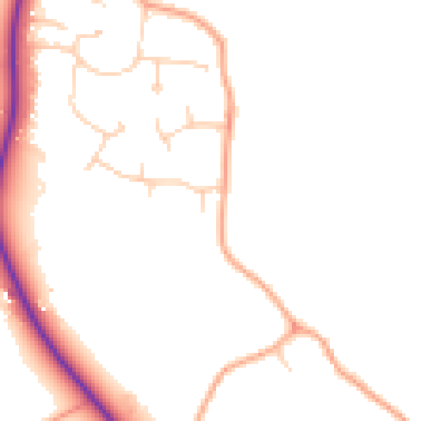Daytime road noise heatmap for GU4 8JP