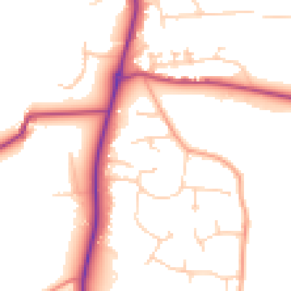 Daytime road noise heatmap for GU4 8JT