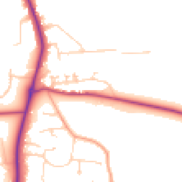 Daytime road noise heatmap for GU4 8JX