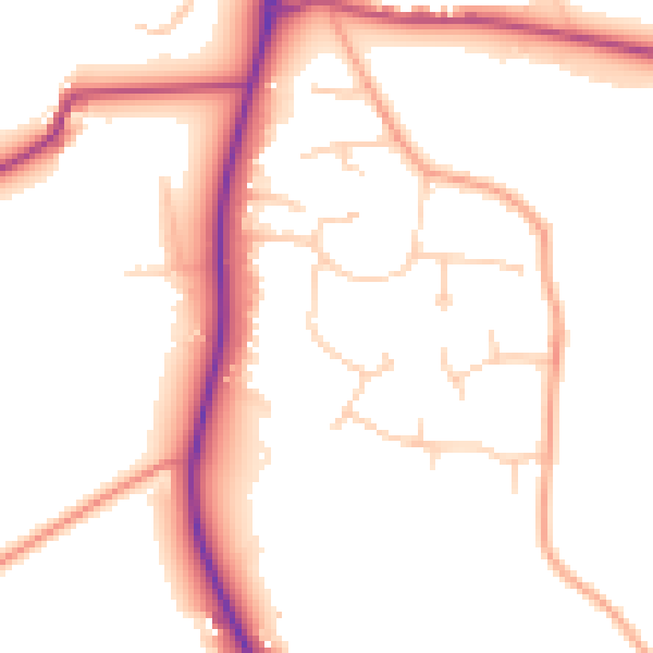 Daytime road noise heatmap for GU4 8JY