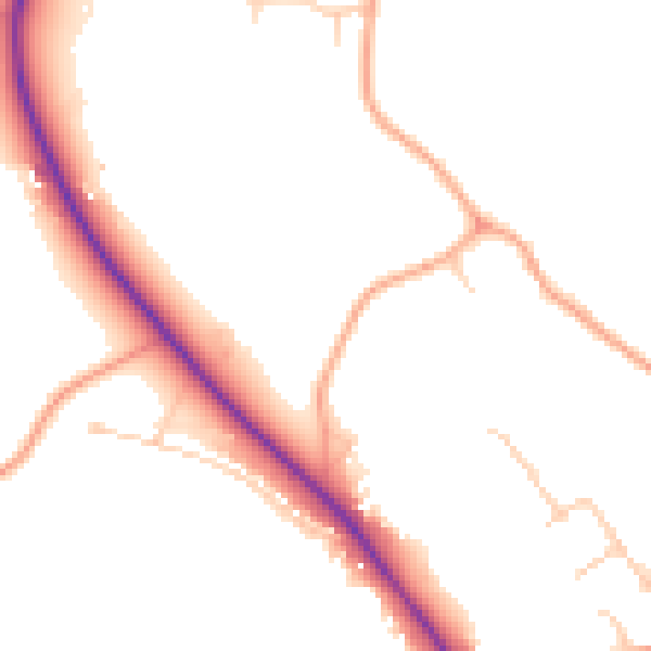 Daytime road noise heatmap for GU5 0AD