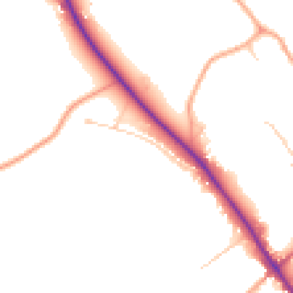 Daytime road noise heatmap for GU5 0AL