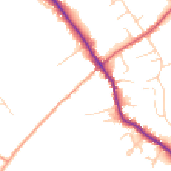 Daytime road noise heatmap for GU5 0AT