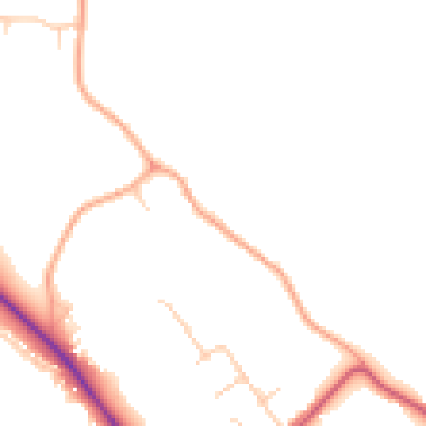 Daytime road noise heatmap for GU5 0DR