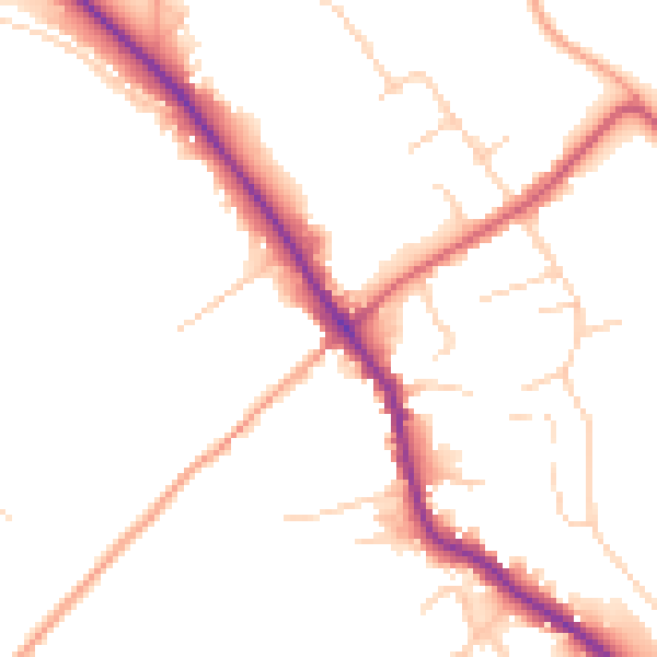 Daytime road noise heatmap for GU5 0ES