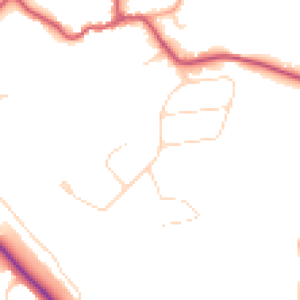 Daytime road noise heatmap for GU5 0QW