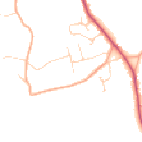 Daytime road noise heatmap for GU5 0UU