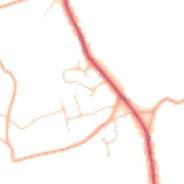Daytime road noise heatmap for GU5 0UW