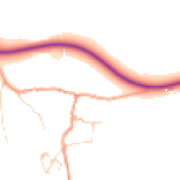 Daytime road noise heatmap for GU5 9HE