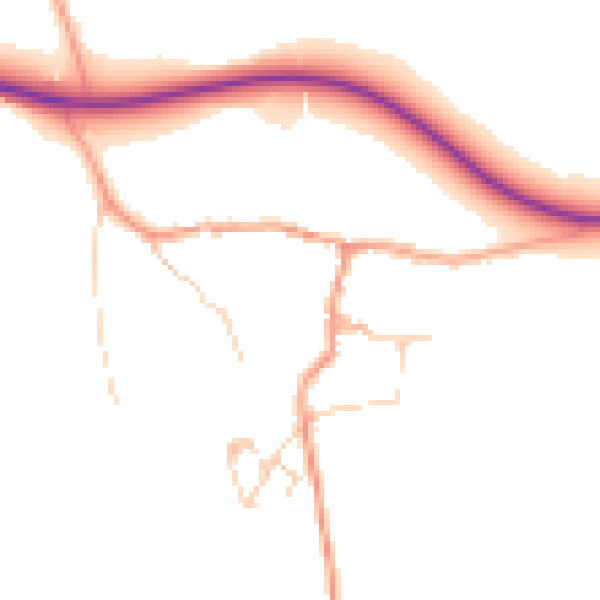 Daytime road noise heatmap for GU5 9HT