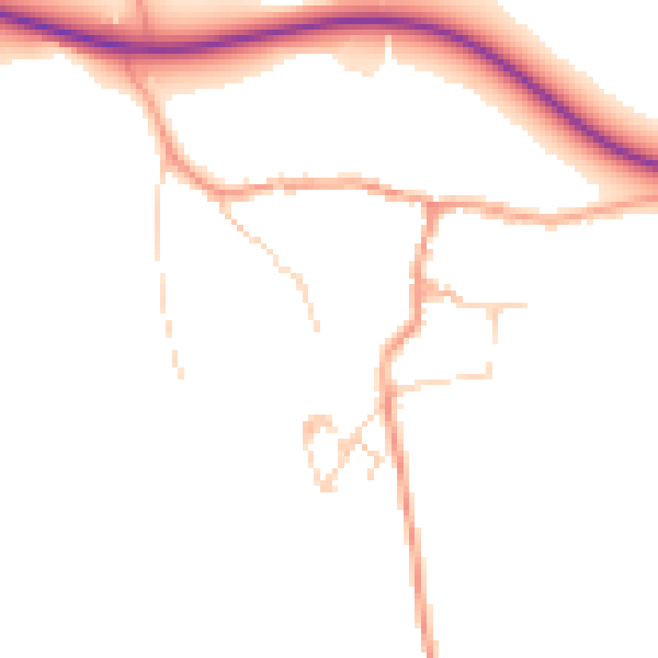 Daytime road noise heatmap for GU5 9HY