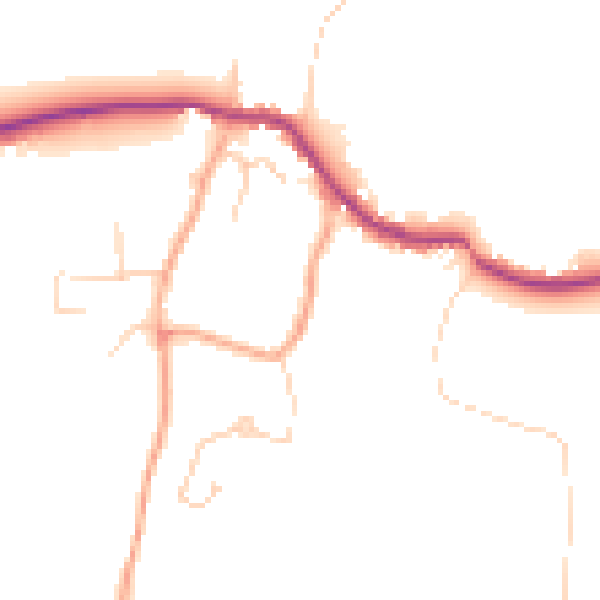 Daytime road noise heatmap for GU5 9LL