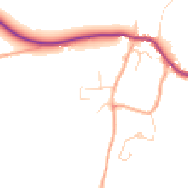 Daytime road noise heatmap for GU5 9LZ