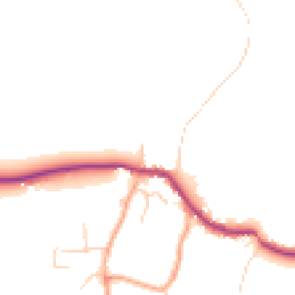 Daytime road noise heatmap for GU5 9ND
