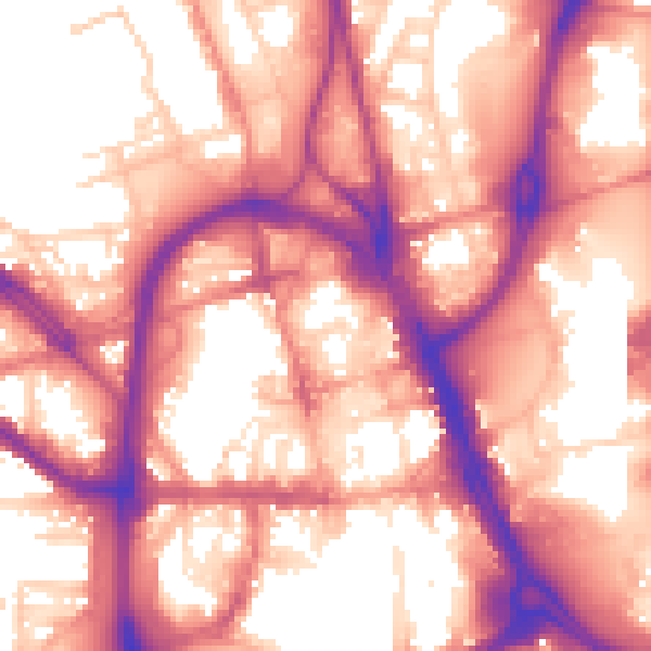 Daytime road noise heatmap for HD1 1EB