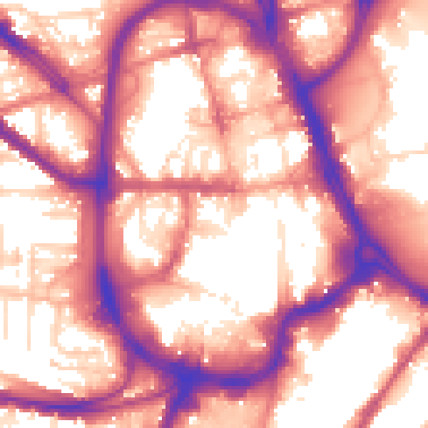 Daytime road noise heatmap for HD1 2DR