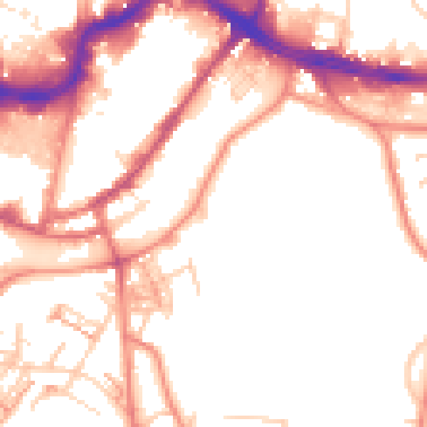 Daytime road noise heatmap for HD1 3AP