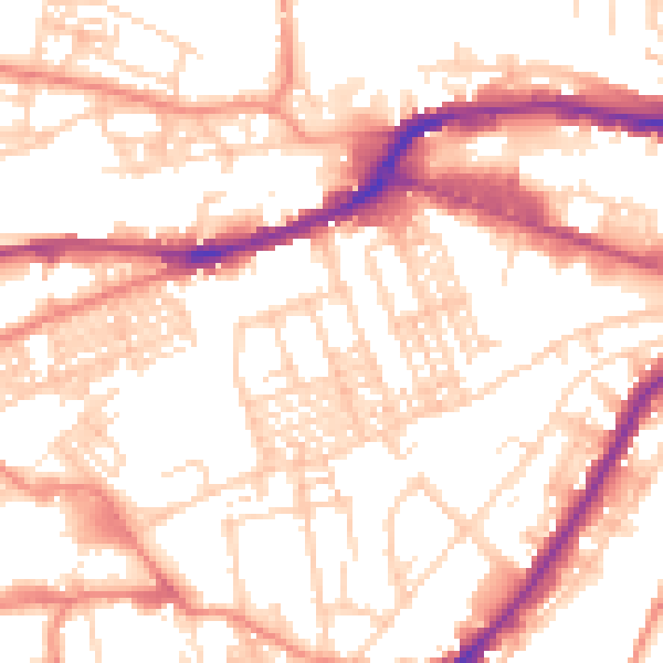 Daytime road noise heatmap for HD1 3JR