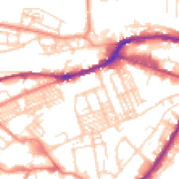 Daytime road noise heatmap for HD1 3JS