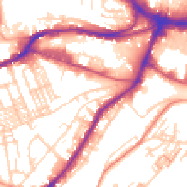 Daytime road noise heatmap for HD1 3NA