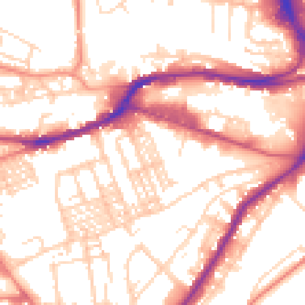 Daytime road noise heatmap for HD1 3NH