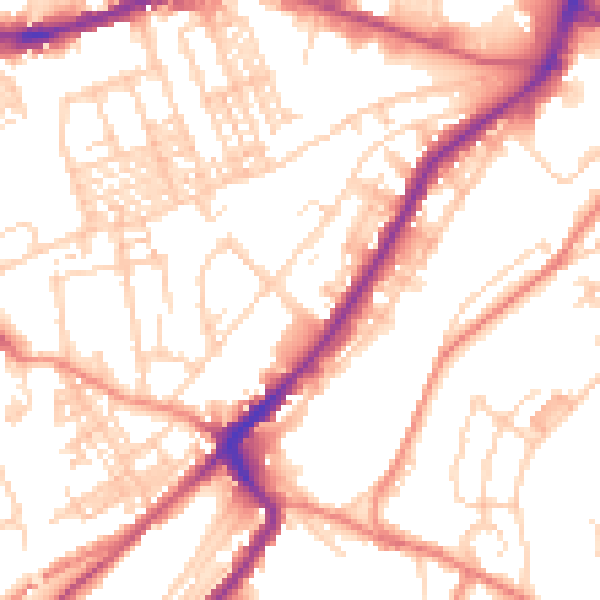 Daytime road noise heatmap for HD1 3QP