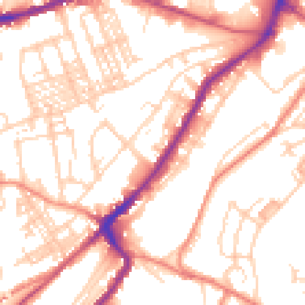 Daytime road noise heatmap for HD1 3QS