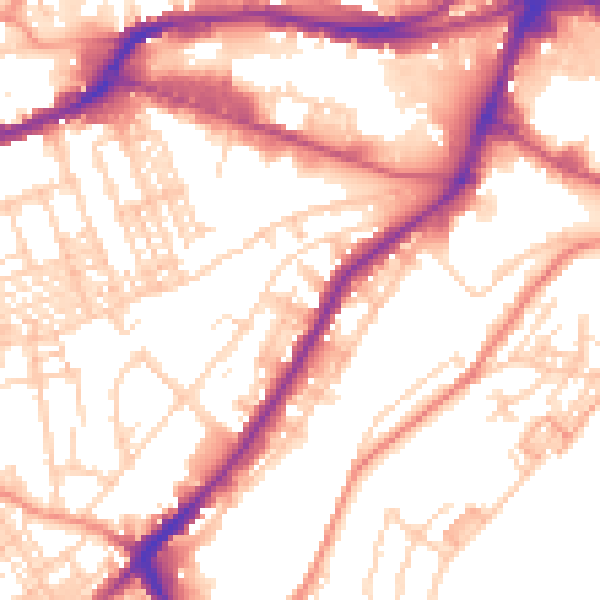 Daytime road noise heatmap for HD1 3QY