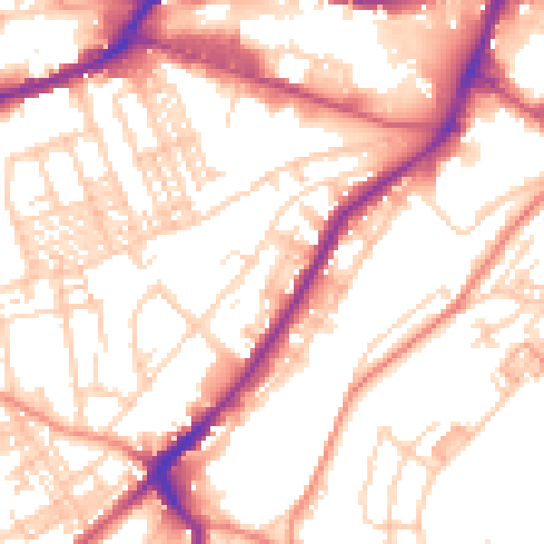 Daytime road noise heatmap for HD1 3RA