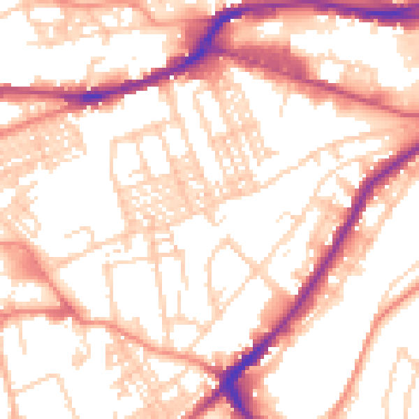 Daytime road noise heatmap for HD1 3SA