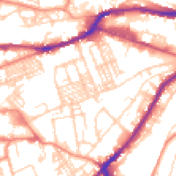 Daytime road noise heatmap for HD1 3SD
