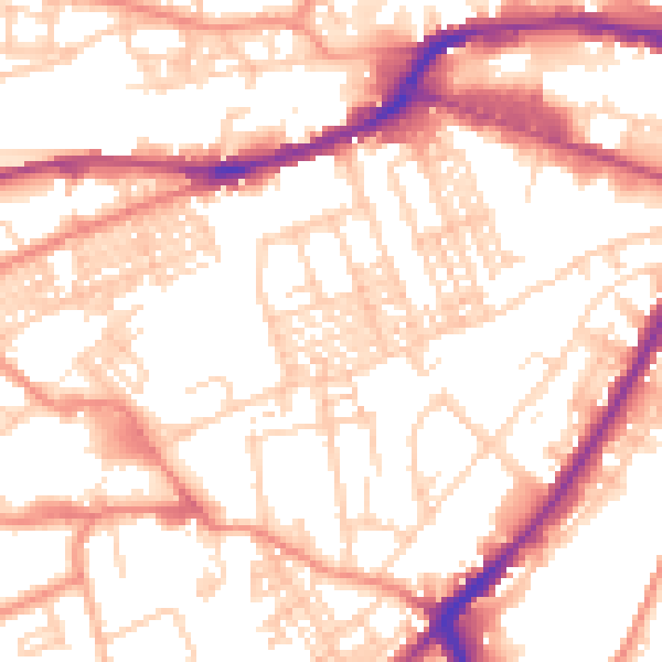 Daytime road noise heatmap for HD1 3SE