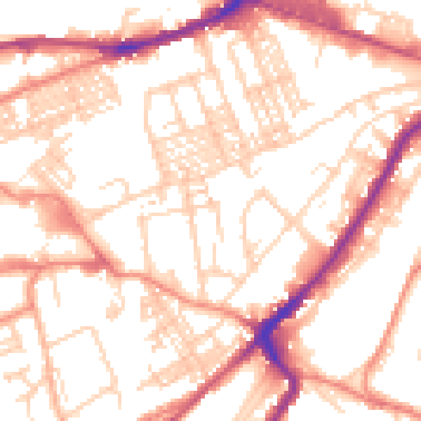 Daytime road noise heatmap for HD1 3SH